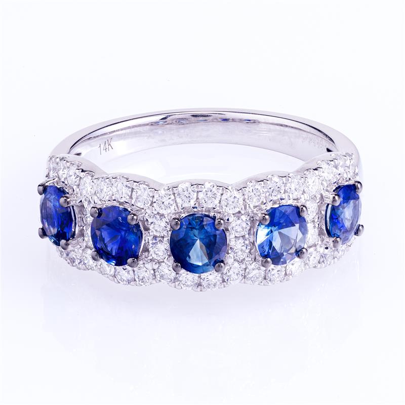 14K White Gold Sapphire & Diamond Ring